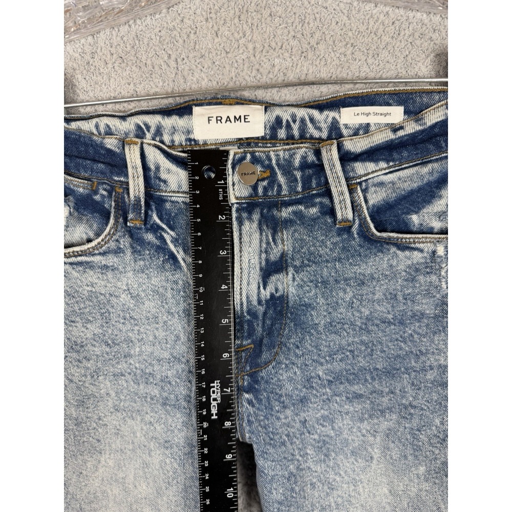 FRAME Le High Straight Ankle Jeans Womens 28 Lombard Bleach‎ Acid Wash Blue - Picture 7 of 10